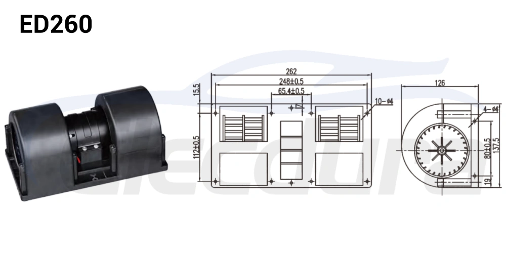 Conjunto de motor soprador 13,5/27V 140W HVAC , fluxo de ar de 500m&sup3;/h