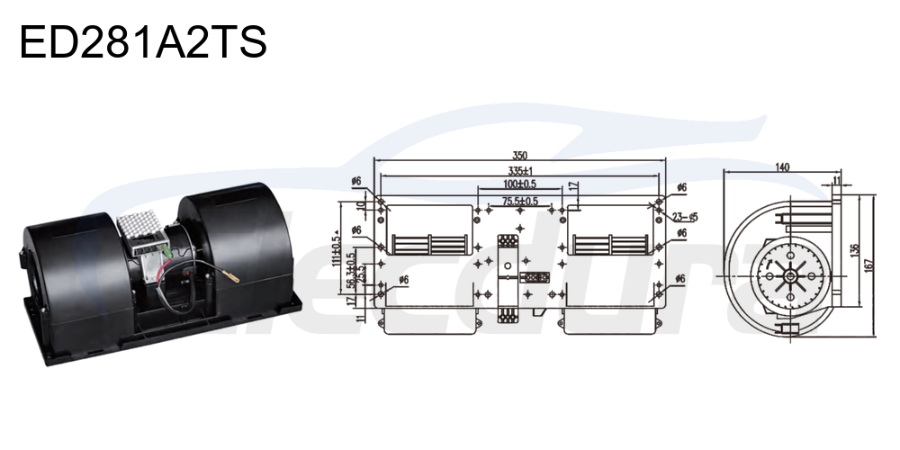 Conjunto de motor soprador 27V 380W HVAC , fluxo de ar de 1000m&sup3;/h
