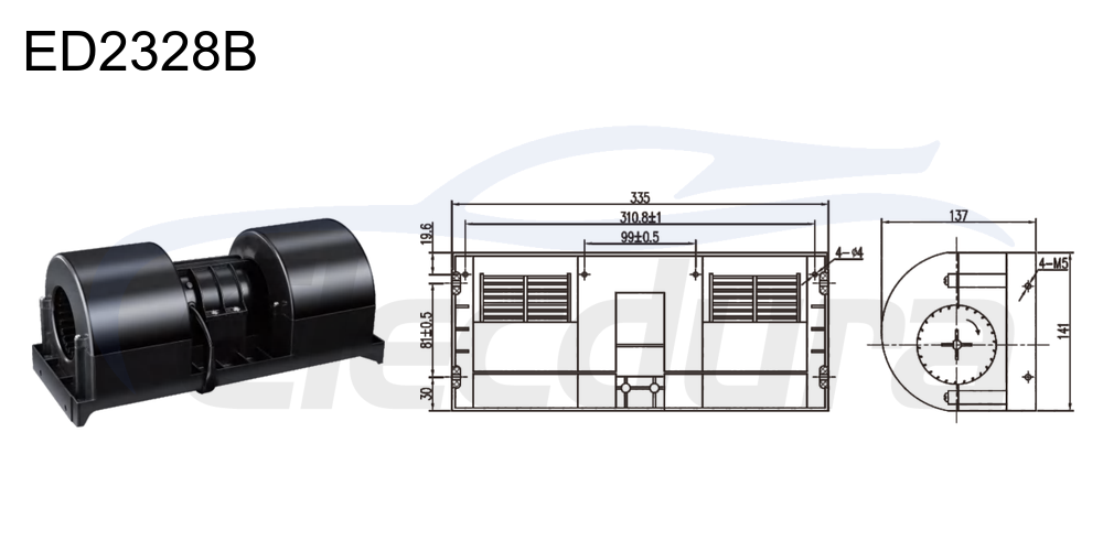 Motor de soplador de 27 V 220 W HVAC para Radiador , flujo de aire de 700 m&sup3;/h