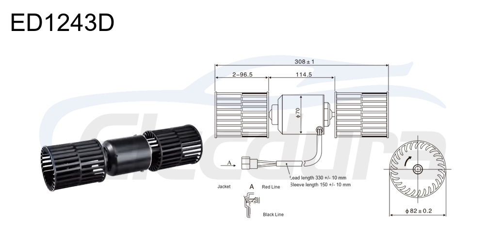 Motor de ventilador de 13,5 V 100 W HVAC para excavadora Hyundai, velocidad de 3500 rpm