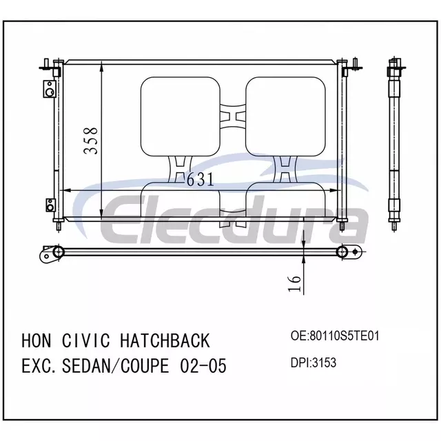 80110S5TE01 Honda Civic Exc. Kondensor AC 2002-2005
