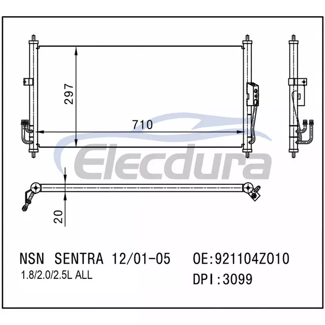 921104Z010 Nissan Sentra 1 8 2002-2006 Rakitan Kondensor 2.5LA/C