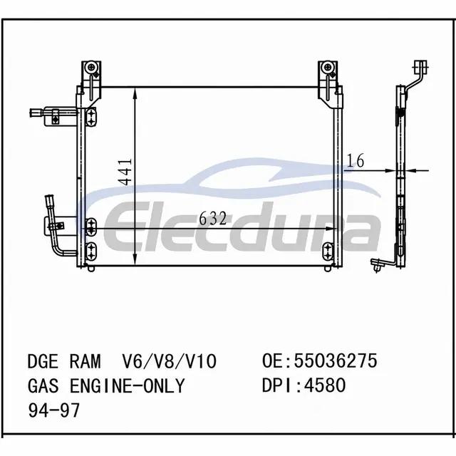 55036275 Dodge Ram 1994-1997 คอนเดนเซอร์เครื่องปรับอากาศ