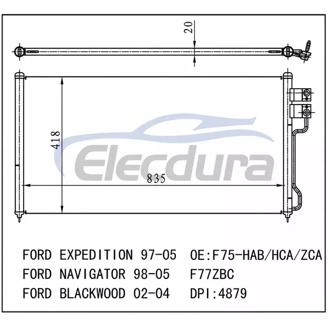 EU2Z19712B Ford Expedition 1997-2005 Aircocondensor 16 mm kern