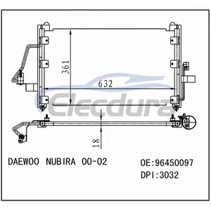 1020259 Daewoo Nubira 2000-2001 Конденсер кондиционера