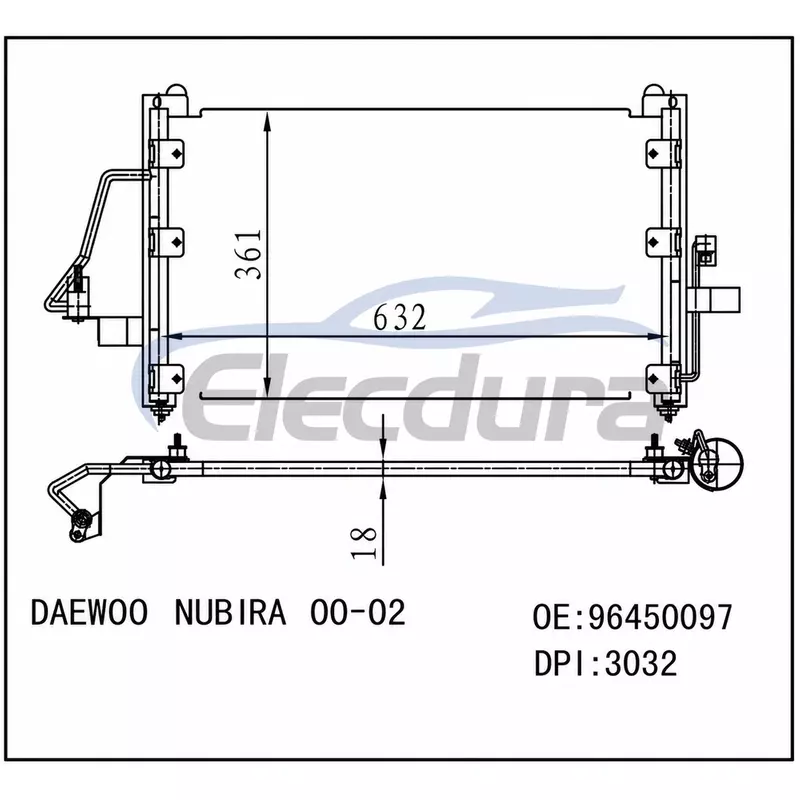 1020259 Condensatore aria condizionata Daewoo Nubira 2000-2001