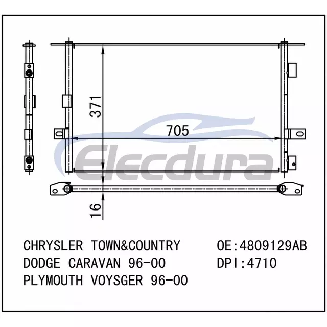4809129AB Chevrolet Town&country 1996-2000 Конденсатор кондиціонера