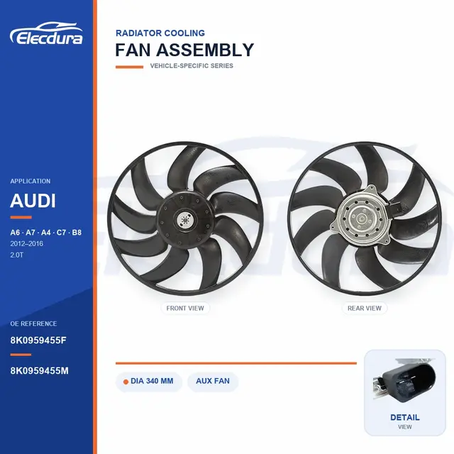 Ventilateur de refroidissement de radiateur pour Audi A6-A7 C7 / A4-A5 8K0959455F approvisionnement en vrac