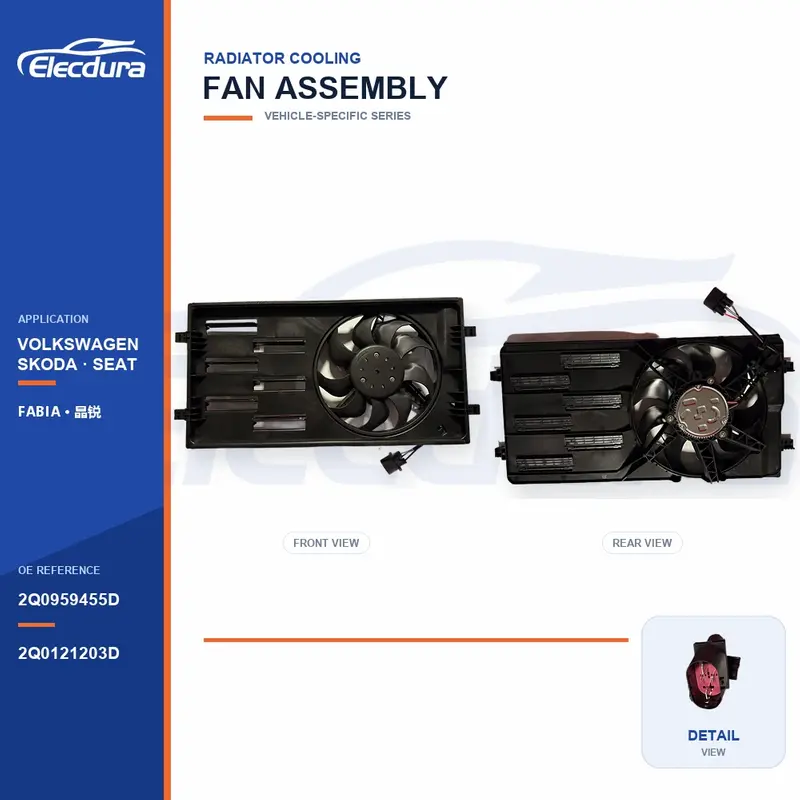 Hűtőventil&aacute;tor-egys&eacute;g Volkswagen Fabia 2Q0959455D t&ouml;meges sz&aacute;ll&iacute;t&aacute;shoz