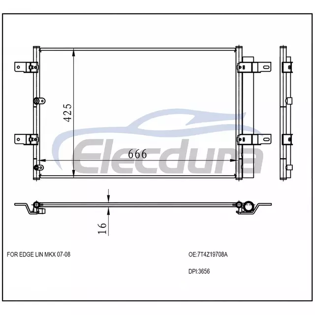 7T4Z19708A Ford Edge 2007-2010 l&eacute;gkondicion&aacute;l&oacute; kondenz&aacute;tor, 16 mm-es mag