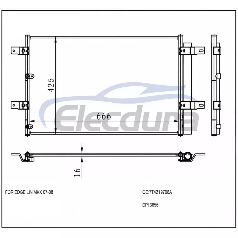7T4Z19708A Ford Edge 2007-2010 A/C Condenser 16mm Core