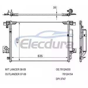 7812A030 Mitsubishi Lancer 2008-2009 Rakitan Kondensor A/C Inti 16mm