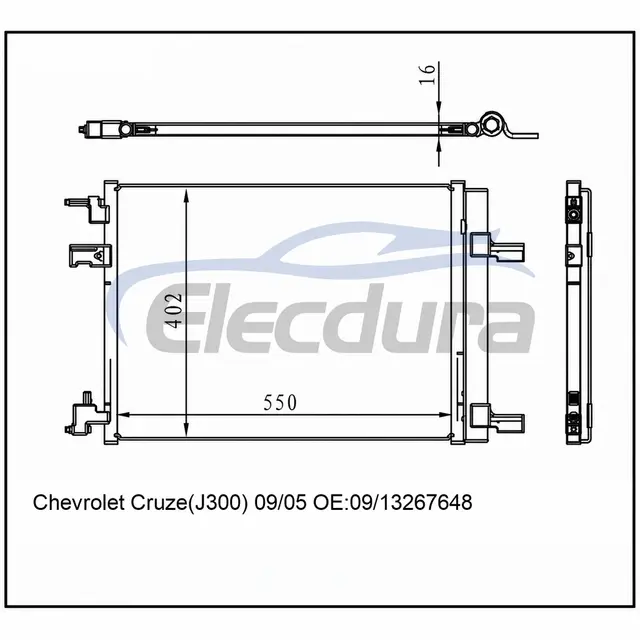 13267648 Chevrolet Cruze J300 2009+ Condenseur de climatisation