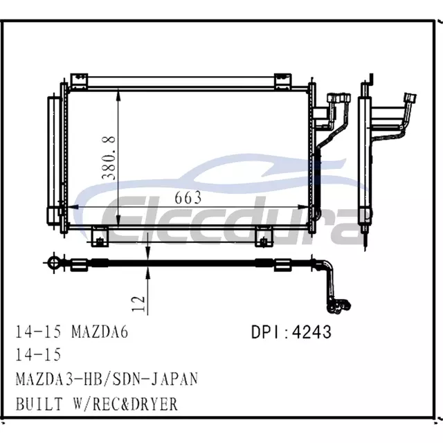 GHR161480 Mazda Mazda6 2014-2015 A/C kondensatorsamling