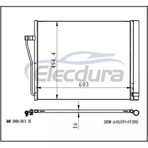 391 491 BMW 7 シリーズ F01/F02/F03/F04 2009-2015 A/C コンデンサー 5mm フィン高さ