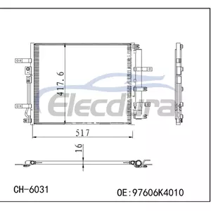 97606K4010 Hyundai Kona Electric 2019-2023 elektromos kl&iacute;makondenz&aacute;tor, 16 mm-es mag