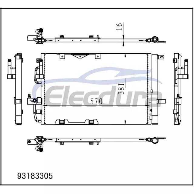 93183305 Opel Astra 2002-2011 Конденсатор кондиціонера 16мм сердечник