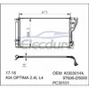 97606-D5000 Kia Optima L4 2017-2018 2.4L / L4 Condensador de A/C N&uacute;cleo de 16 mm