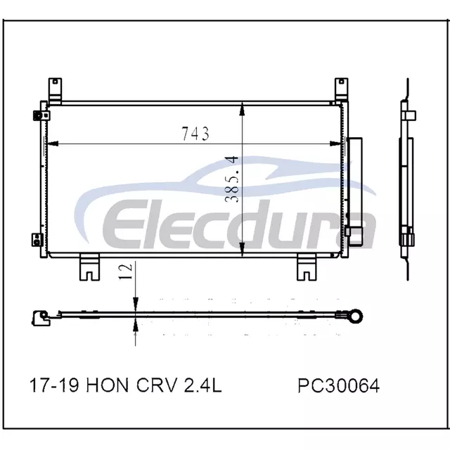 80100TLAA11 Honda Cr-V 2017-2019 2.4LA/C Condensatore Nucleo da 12 mm