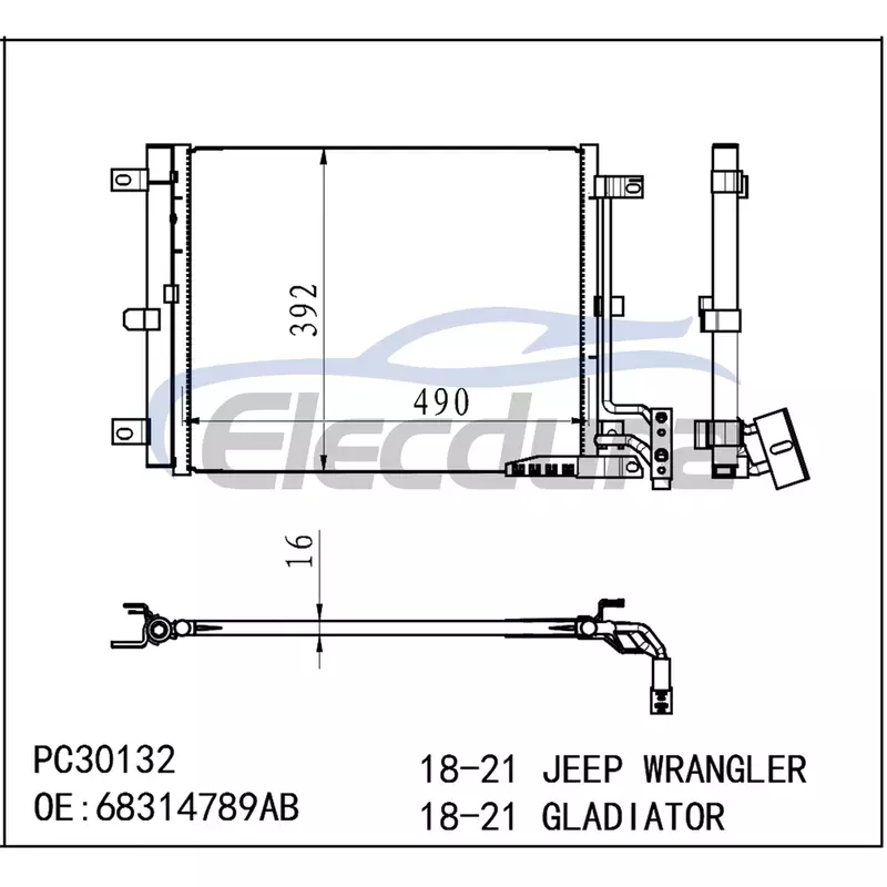 68314789AB Jeep Gladiator 2020-2023 Condensador de aire acondicionado