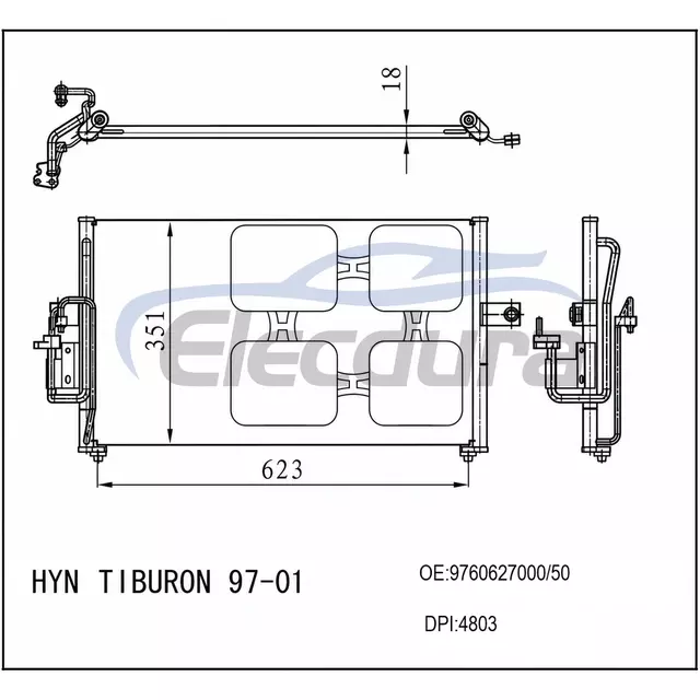 9760627000 Hyundai Tiburon 1997–2001 A/C-Kondensator