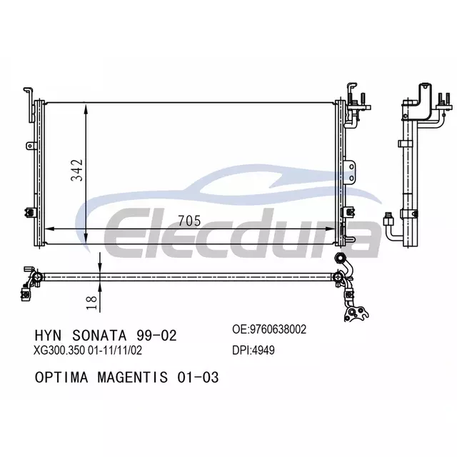 9760638002 Hyundai Sonata 1999-2002 Skraplacz klimatyzacji