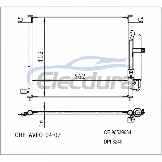 96539634 Chevrolet Aveo 2004-2007 Kondensor A/C Inti 16mm