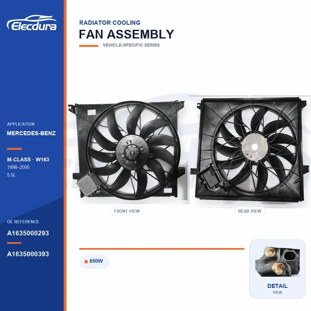 K&oslash;lerventilator komplet til Mercedes-Benz W163 850W A1635000293 Bulk Supply