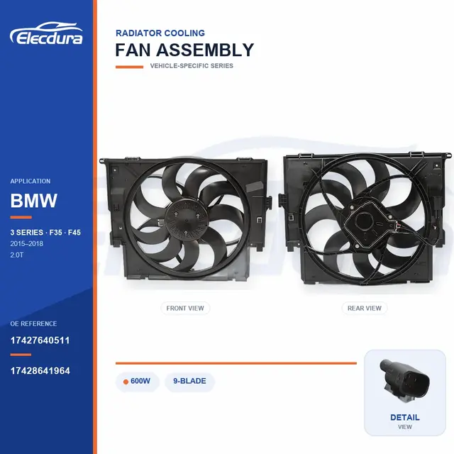 ラジエーター冷却ファンASSY BMW F35 / F45 600W 17427640511バルク電源