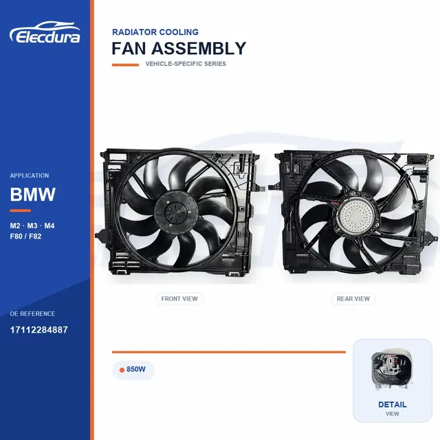 Conjunto del ventilador de refrigeraci&oacute;n del radiador para BMW M2 850W 17112284887 Suministro a granel