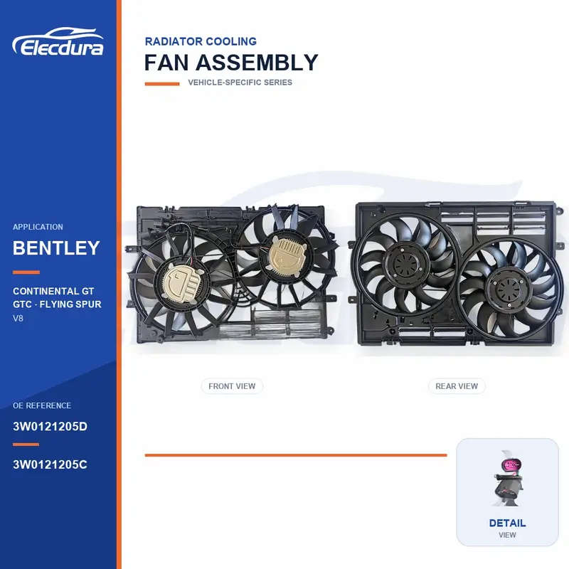 Rakitan kipas pendingin radiator untuk Pasokan Massal Bentley Continental GT / GTC 3W0121205D