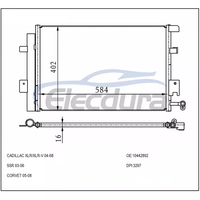 10442892 คาดิลแลค XLR 2004-2009 คอนเดนเซอร์เครื่องปรับอากาศ