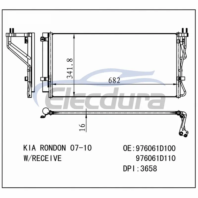 976061D100 Kia Rondo 2007-2010 Condensador de A/C Conjunto