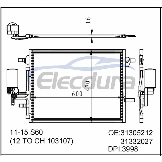 31305212 Volvo S60 2011-2015 Condenseur de climatisation