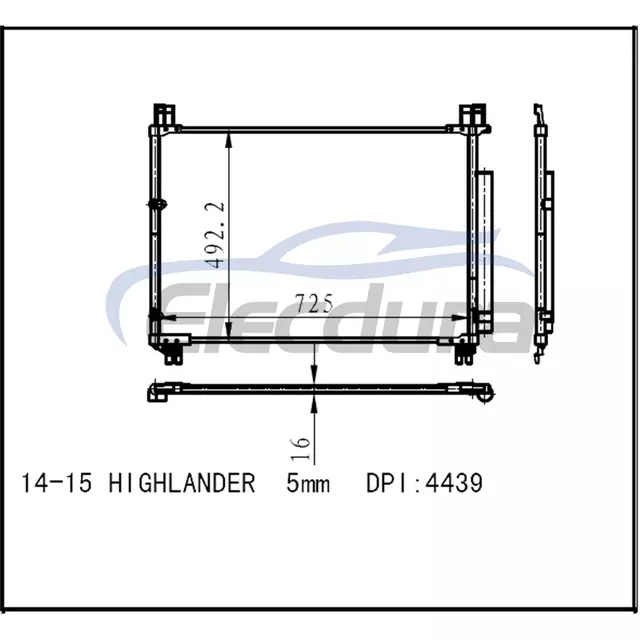 884600E070 Toyota Highlander 5mm 2014-2015 Klima Kondenser D&uuml;zeneği 16mm &Ccedil;ekirdek