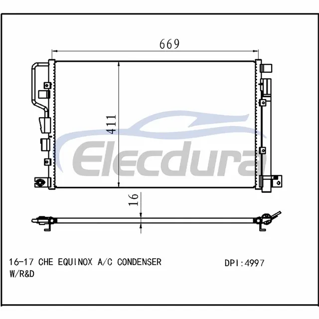 23400197 Chevrolet Equinox 2016-2017 l&eacute;gkondicion&aacute;l&oacute; kondenz&aacute;tor, 16 mm-es mag