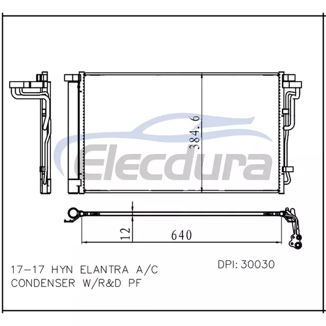 97606F2000 Hyundai Elantra 2017+ Zesp&oacute;ł skraplacza klimatyzacji rdzeń 12mm