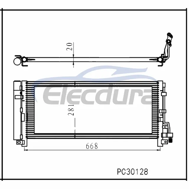 97606J5150 Kia Stinger 2018-2023 Kondensor A/C Rakitan Inti 20mm