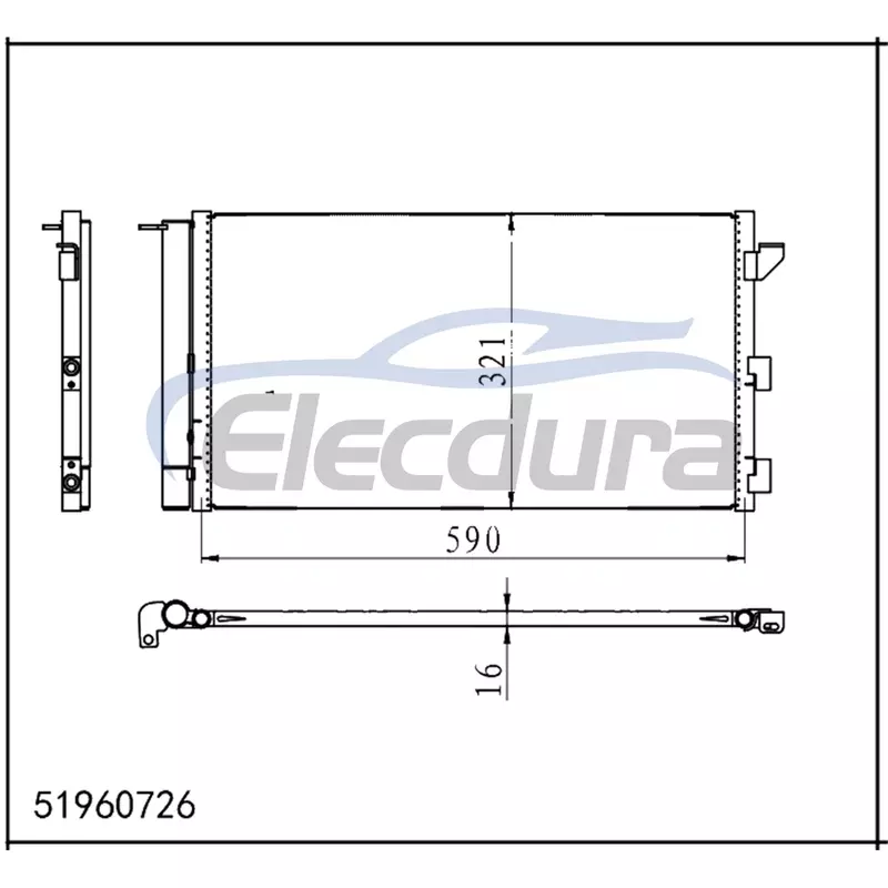 51960726 Condensatore aria condizionata Fiat Panda 2007-2012