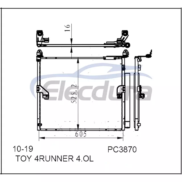 8846060430 Toyota Toy 4runner 4 Ol 2010-2019 Rakitan Kondensor A/C Inti 16mm