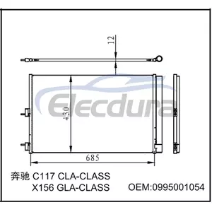 0995001054 Mercedes-Benz Cla C117 X117 2014–2016 A/C-Kondensator