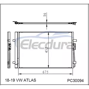3QF816411 Volkswagen Vw Atlas 2018-2019 Конденсатор кондиционера, сердечник 16 мм