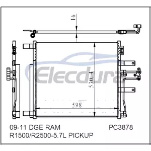52014588AB Dodge Ram 1500 2009-2011 A/C 콘덴서 16mm 코어
