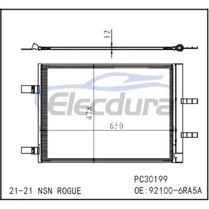 921006RA5A Nissan Rogue 2021+ Condensator A/C cu receptor/uscător