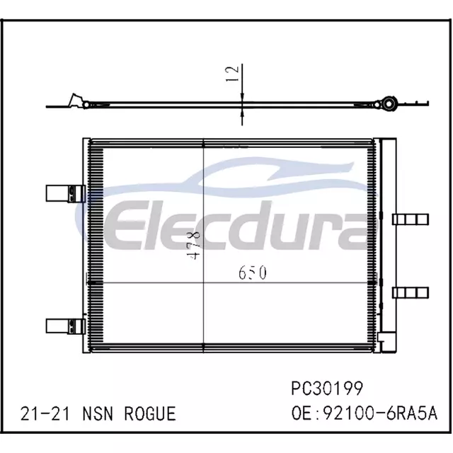 921006RA5A Nissan Rogue 2021+ Condensador de A/C con Receptor/Secador