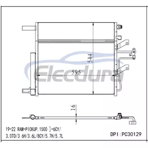 68312697AC Dodge Ram-Pickup 1500 2019-2022 3.0TD / 3.6H / 3.6LA/C Condensator 16mm Miez