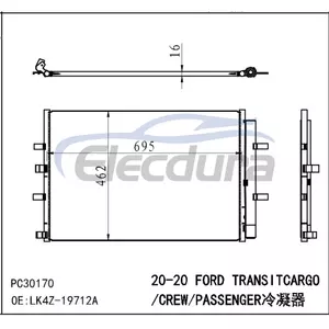 LK4Z19712A Ford Transit 150 2020 2.0TD / 3.5T / 3.5LA/C Condensator 0.63 IN Miez