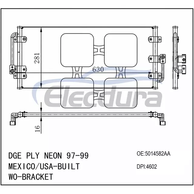 5014582AA Dodge Ply Neon Meksiko 1997-1999 Kondensor A/C