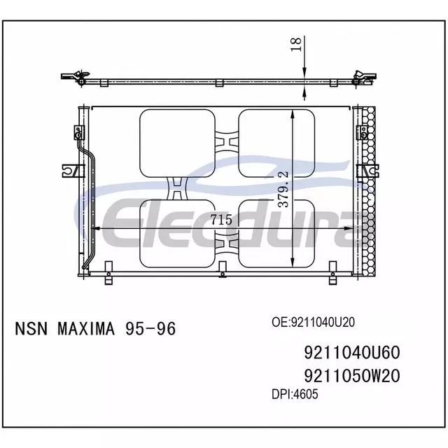 9211040U20 Nissan Maxima 1995-1996 Condensatore A/C