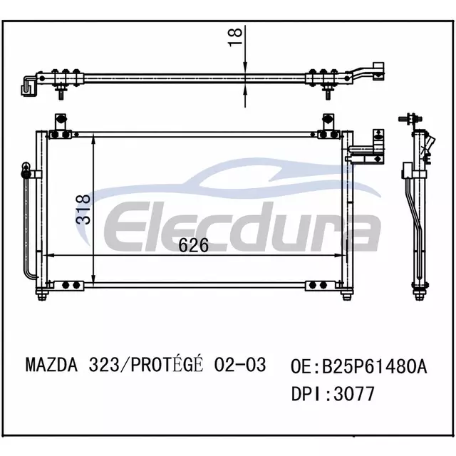 B25P61480A Mazda 323 2002-2003 Конденсатор кондиціонера